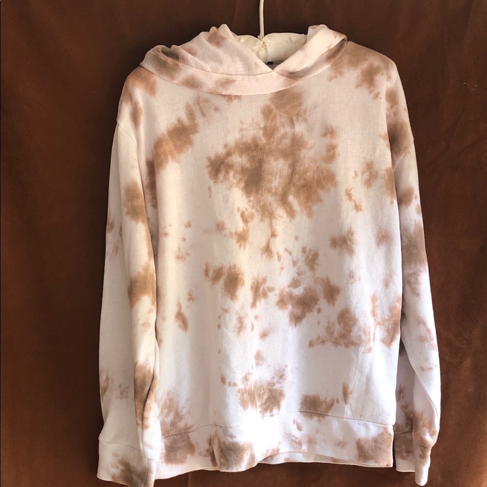 Melrose and Market Cream & Brown Tie-Dye Pullover Hoodie